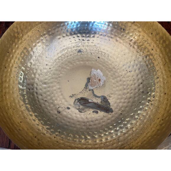(3) Creative Co-Op Round Hammered Metal Bowl, Gold Finish, 14" - Picture 8 of 8